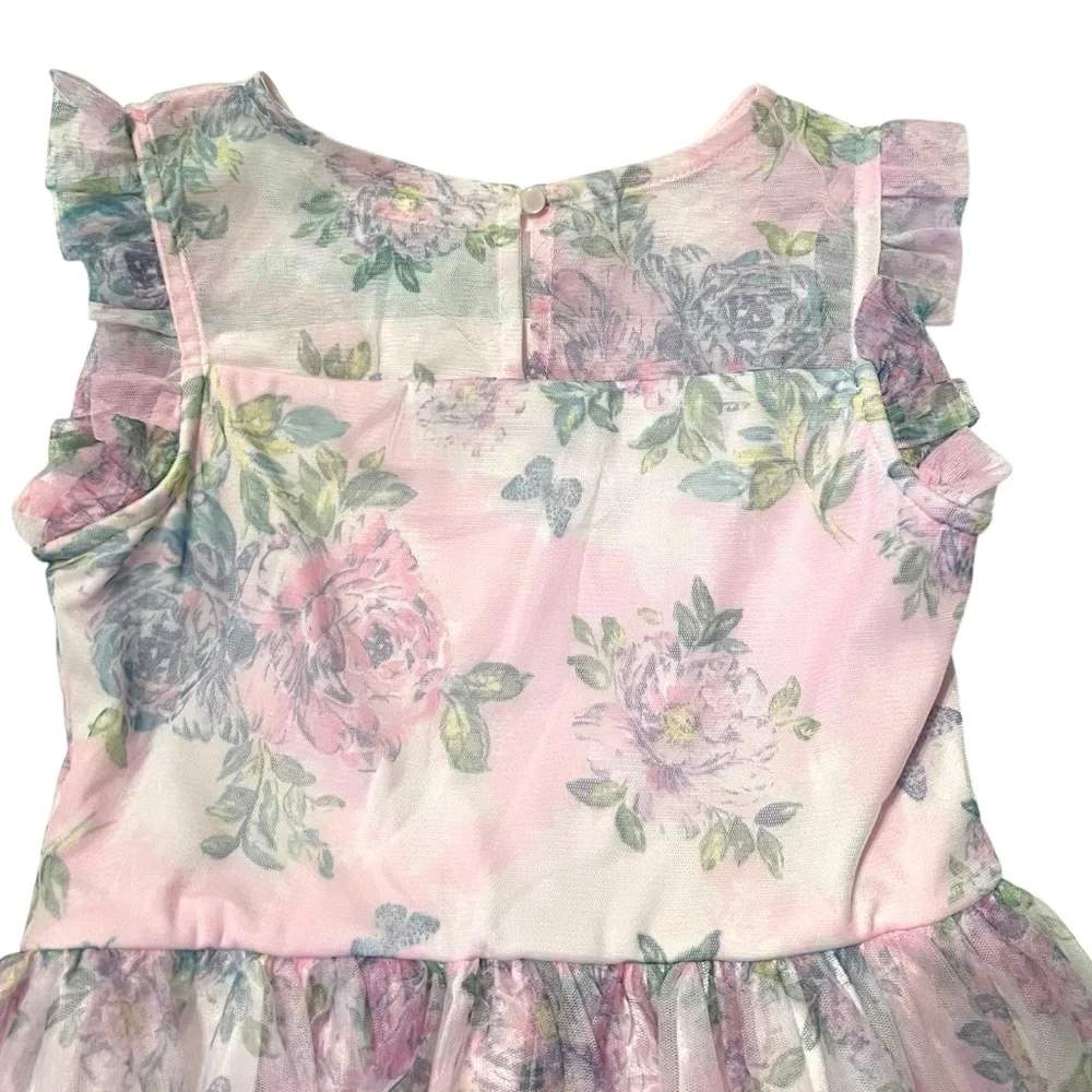 Zenzi L (10/12) Girls Pink Floral Special Occasion Tulle Dress